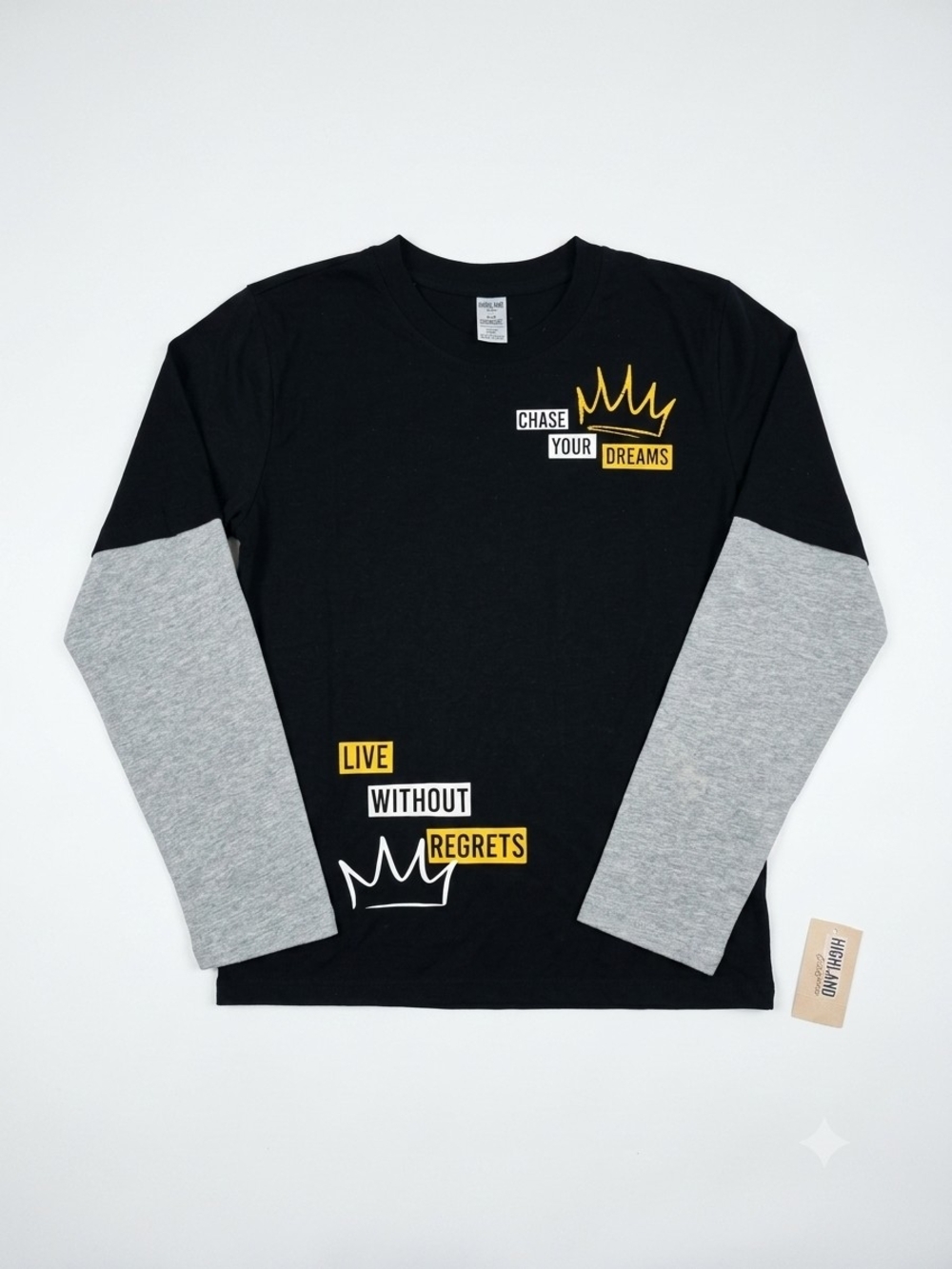 NWT Boy Highland OriginaBlack & Gray Long Sleeve Graphic Tee  (0143) (0156)